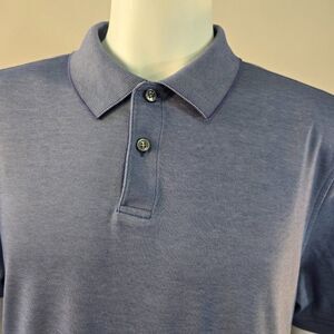 Tasso Elba Mens Polo Shirt XL Heathered Blue Short Sleeve Supima Cotton